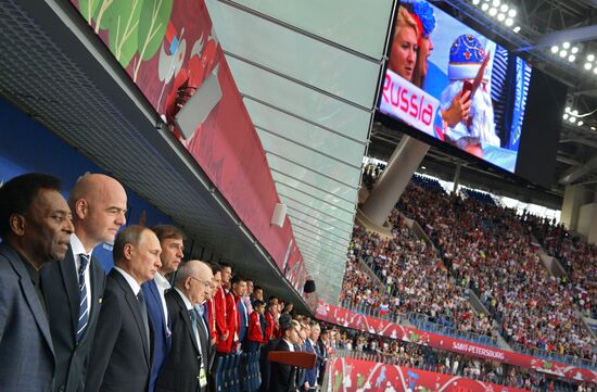 President Putin, Prime Minister Medvedev attend Confederations Cup opening match
