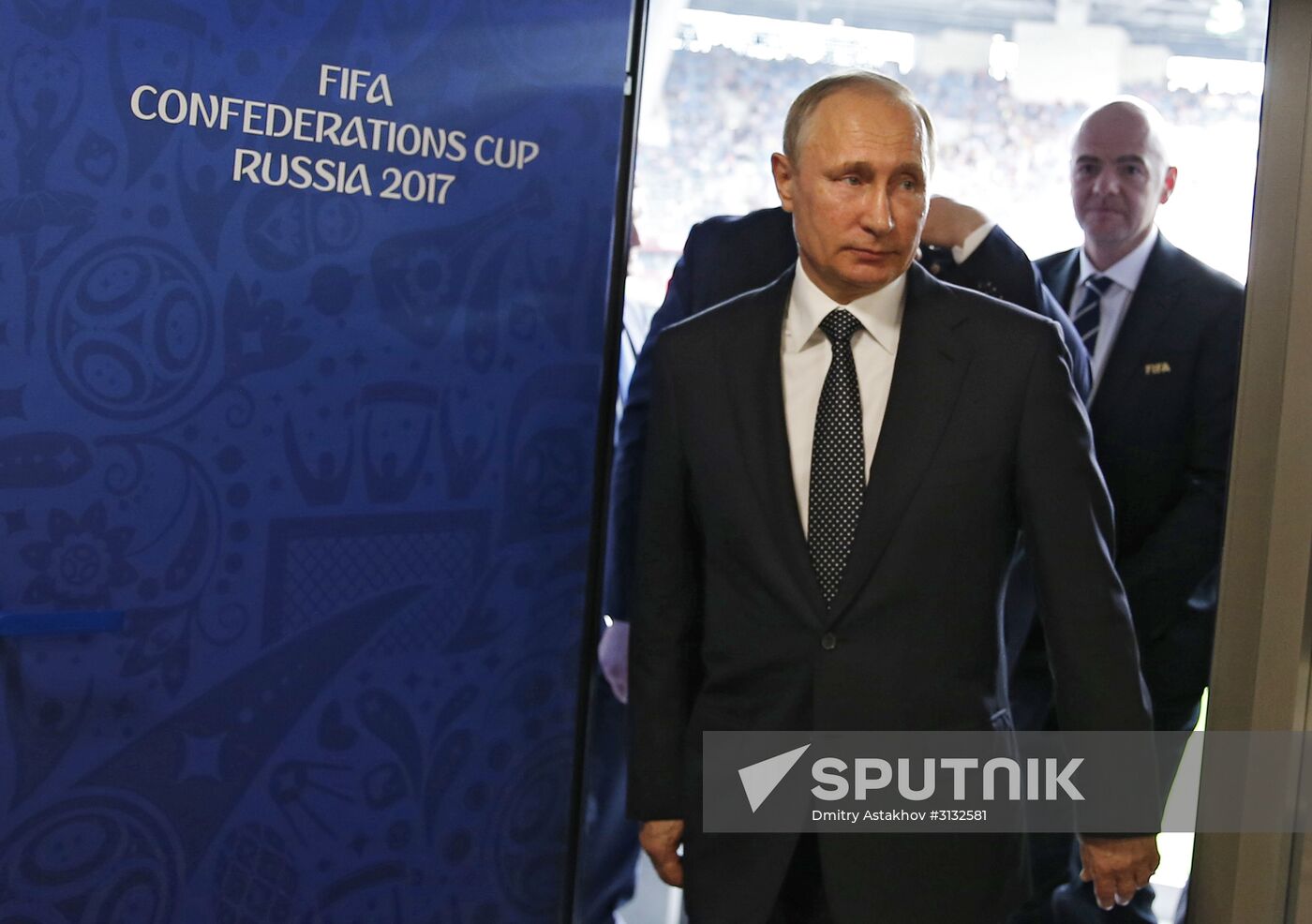 President Putin, Prime Minister Medvedev attend Confederations Cup opening match