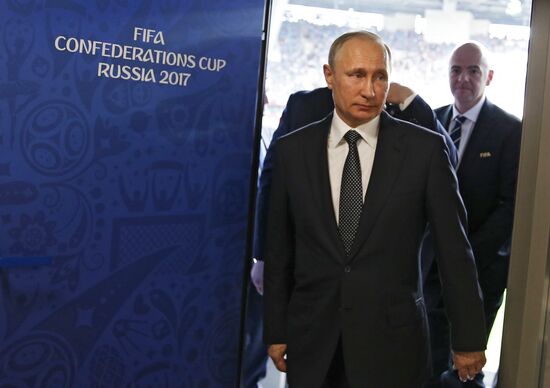 President Putin, Prime Minister Medvedev attend Confederations Cup opening match