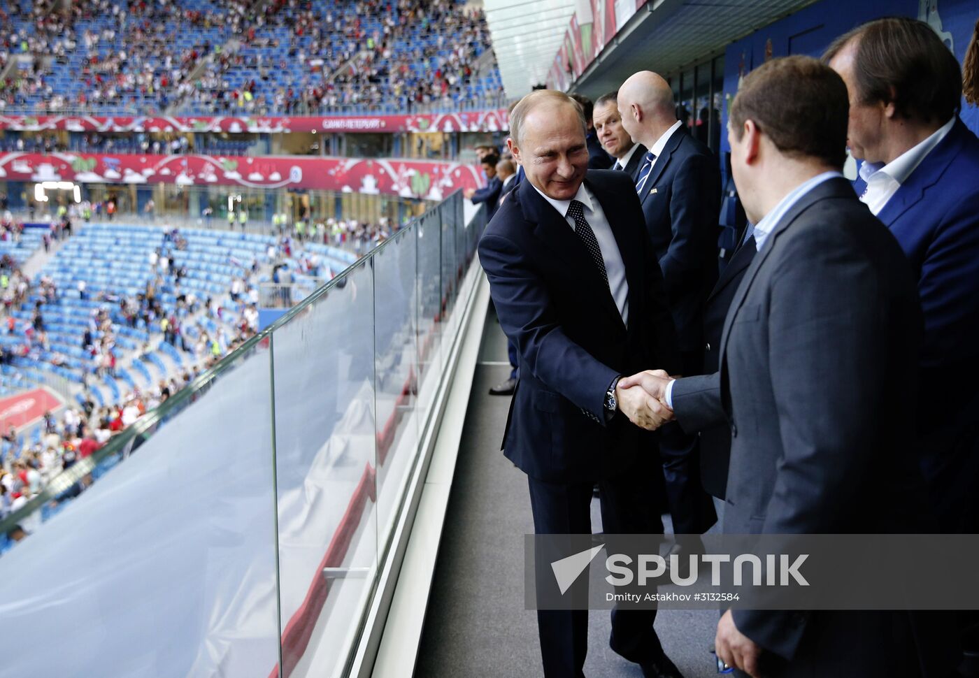 President Putin, Prime Minister Medvedev attend Confederations Cup opening match