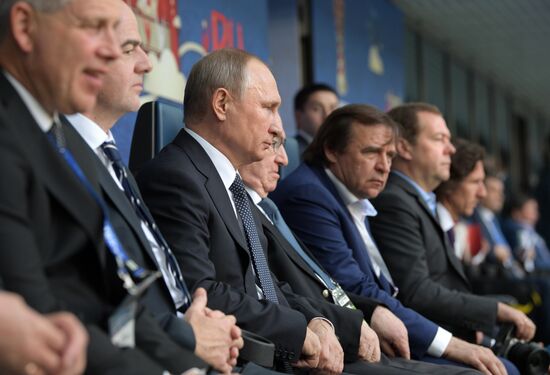 President Putin, Prime Minister Medvedev attend Confederations Cup opening match