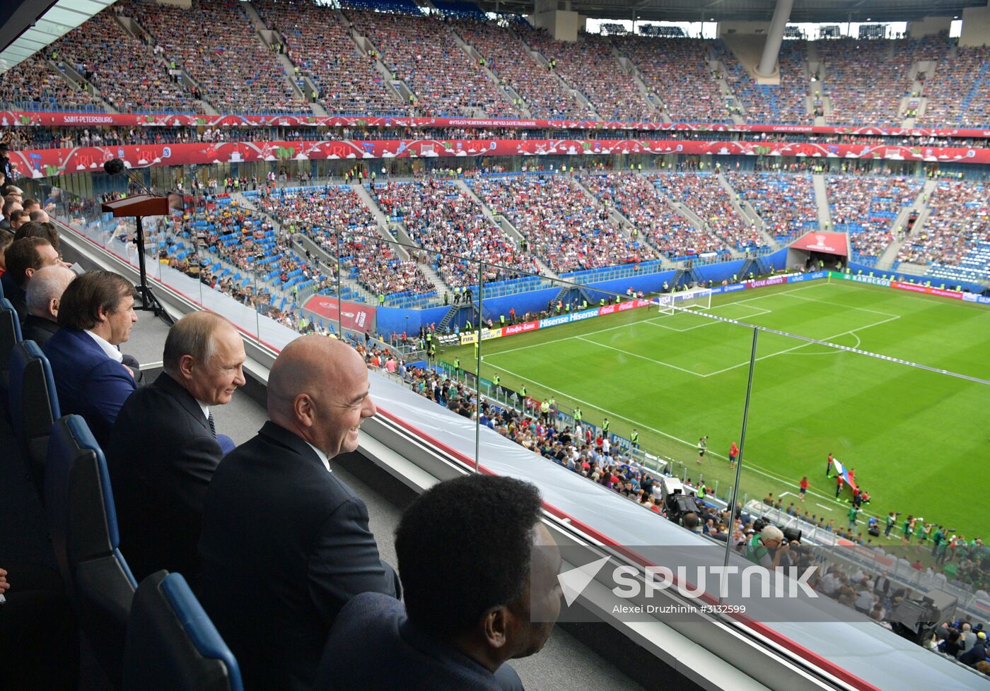 President Putin, Prime Minister Medvedev attend Confederations Cup opening match
