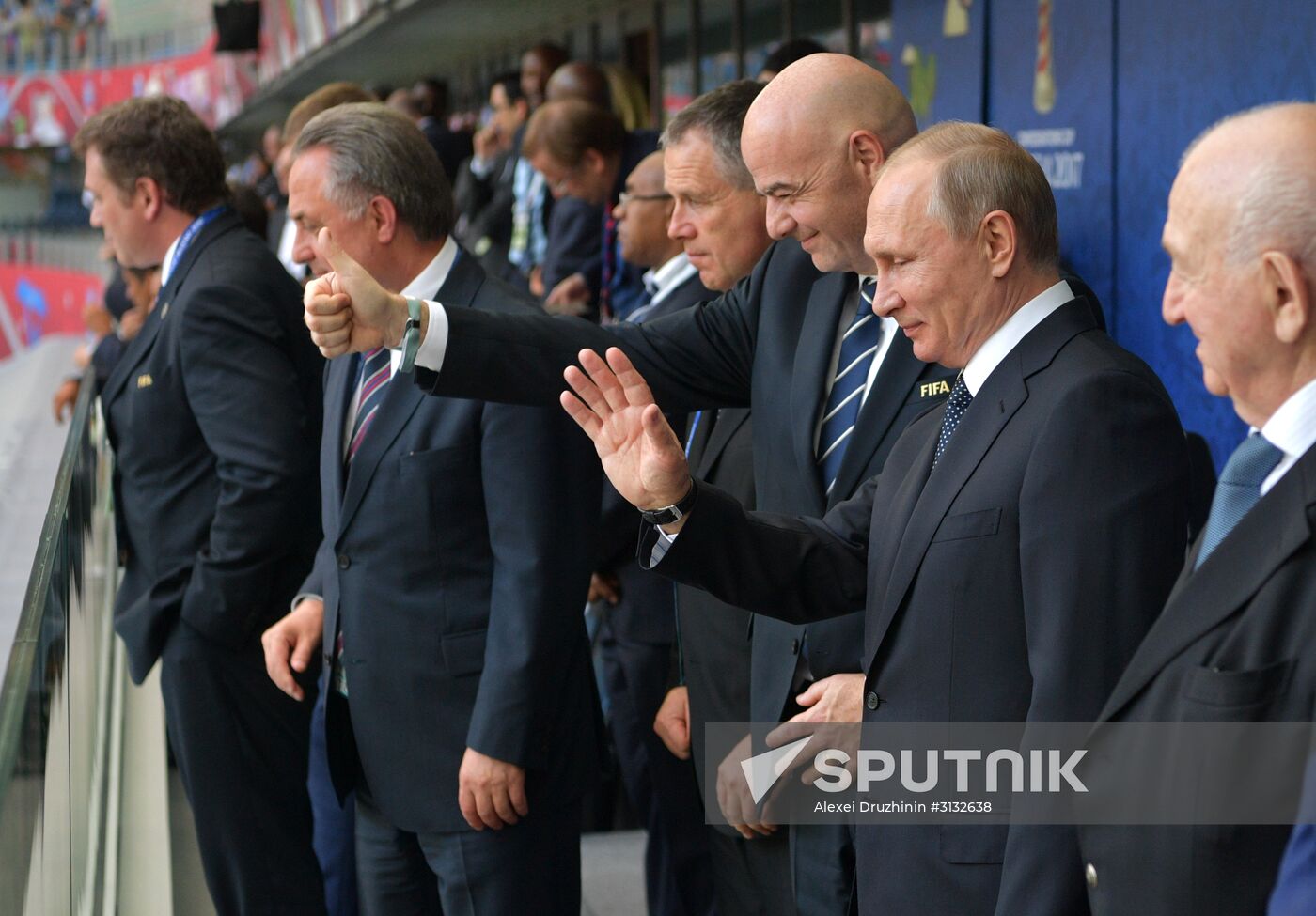 President Putin, Prime Minister Medvedev attend Confederations Cup opening match