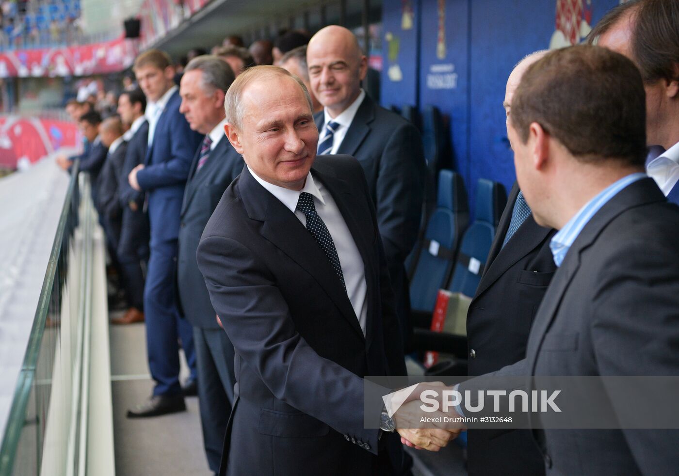 President Putin, Prime Minister Medvedev attend Confederations Cup opening match