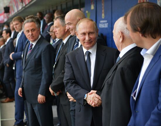 President Putin, Prime Minister Medvedev attend Confederations Cup opening match