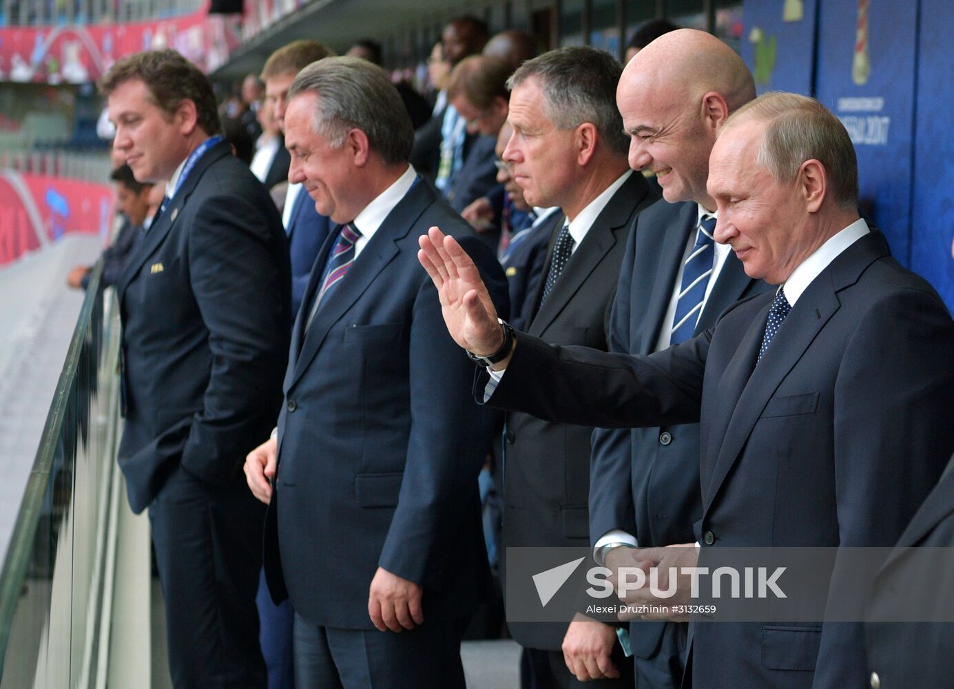 President Putin, Prime Minister Medvedev attend Confederations Cup opening match