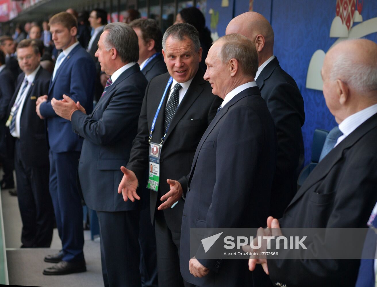 President Putin, Prime Minister Medvedev attend Confederations Cup opening match