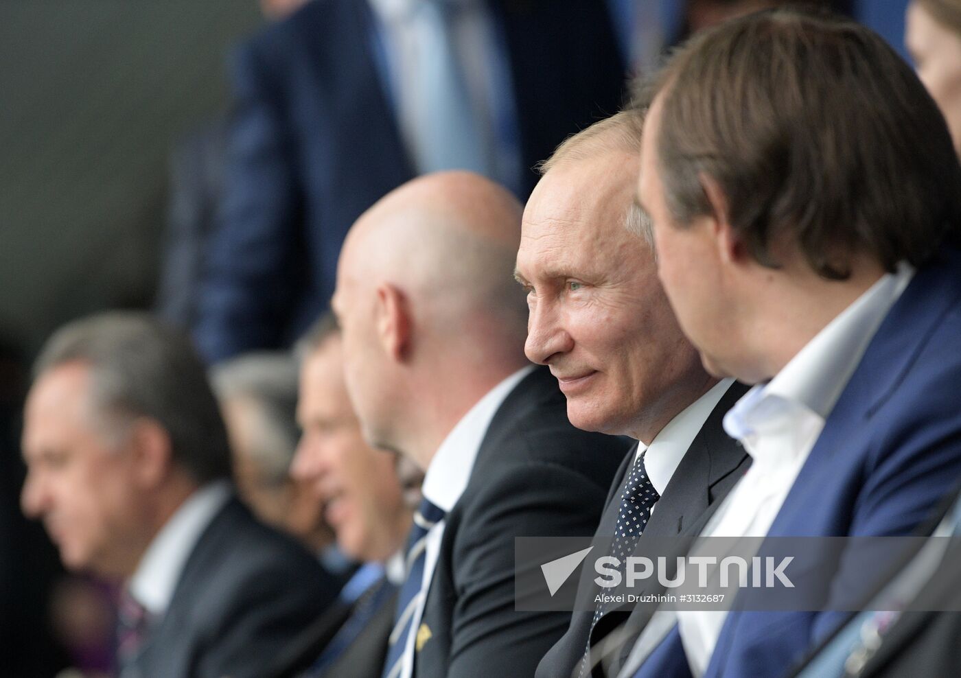 President Putin, Prime Minister Medvedev attend Confederations Cup opening match
