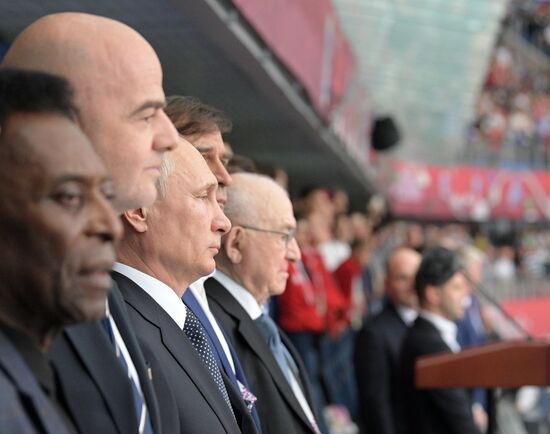 President Putin, Prime Minister Medvedev attend Confederations Cup opening match