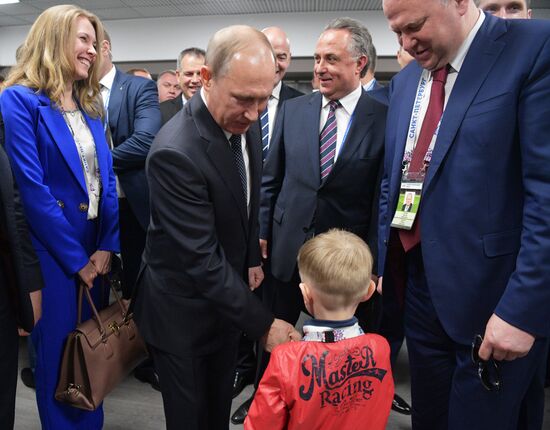 President Putin, Prime Minister Medvedev attend Confederations Cup opening match