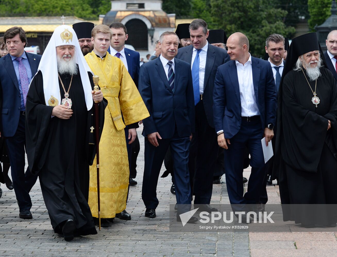 Consecration of Reunification monument near Christ the Savior Cathedral in Moscow