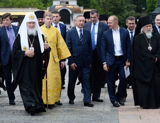 Consecration of Reunification monument near Christ the Savior Cathedral in Moscow