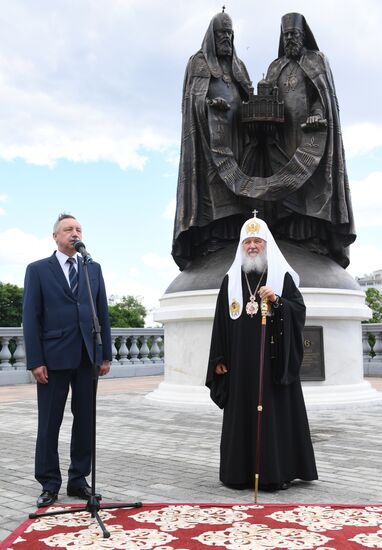 Consecration of Reunification monument near Christ the Savior Cathedral in Moscow