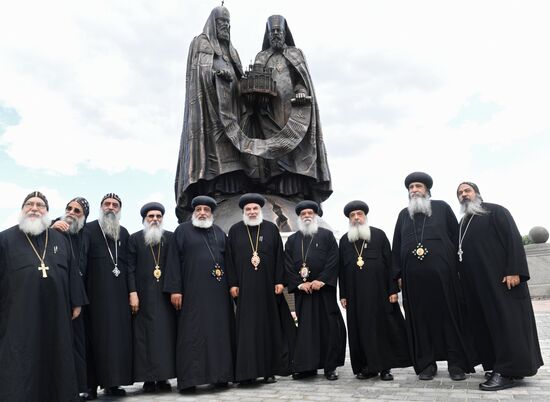 Consecration of Reunification monument near Christ the Savior Cathedral in Moscow