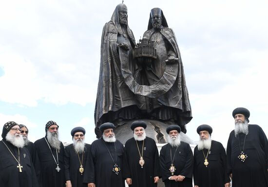 Consecration of Reunification monument near Christ the Savior Cathedral in Moscow