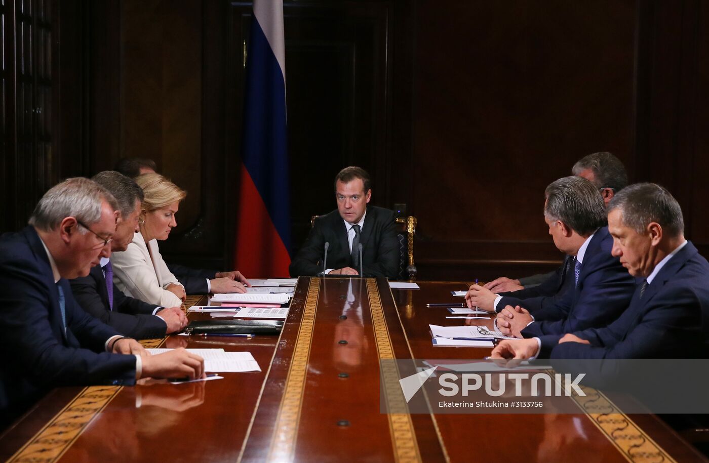 Russian Prime Minister Dmitry Medvedev chairs meeting with his deputies