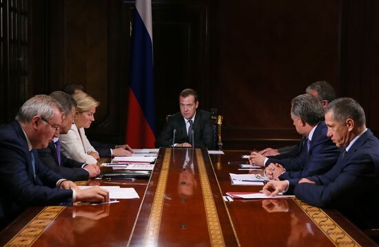 Russian Prime Minister Dmitry Medvedev chairs meeting with his deputies