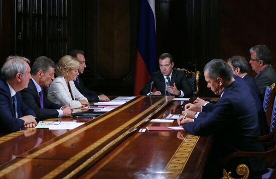 Russian Prime Minister Dmitry Medvedev chairs meeting with his deputies
