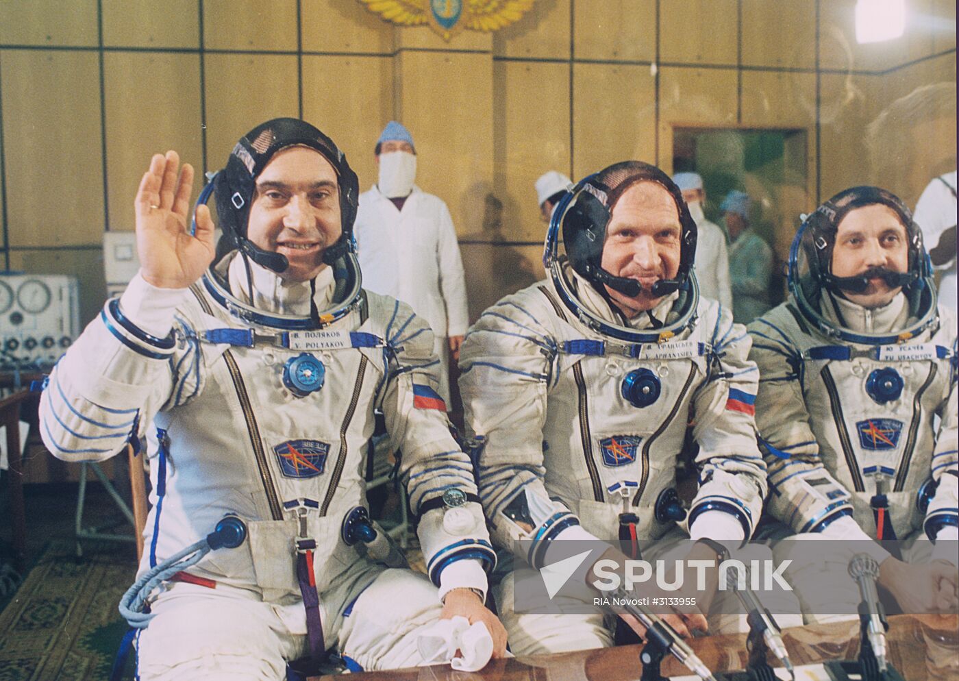 Crew of spaceship Soyuz TM: Polyakov, Afanasyev, Usachev
