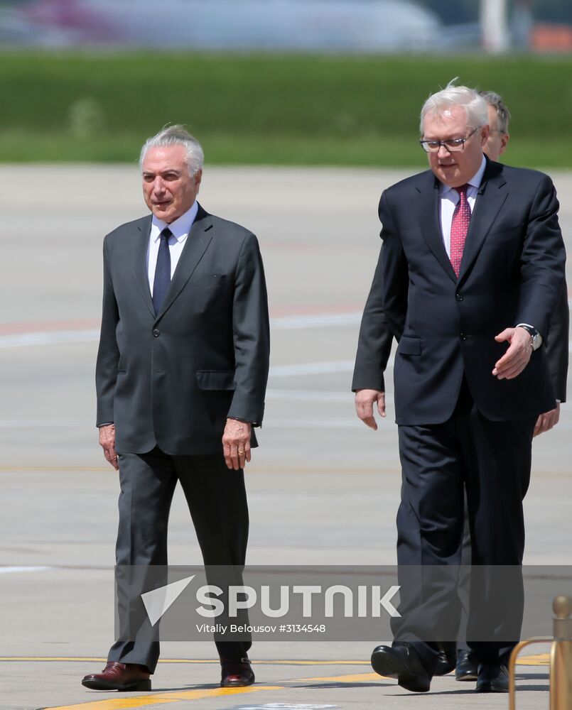 Brazilian President Michel Temer arrives in Moscow