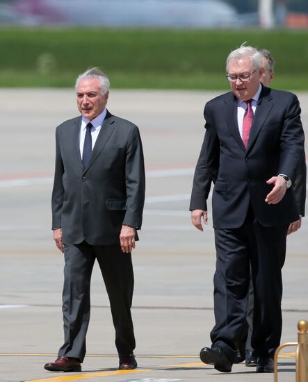 Brazilian President Michel Temer arrives in Moscow