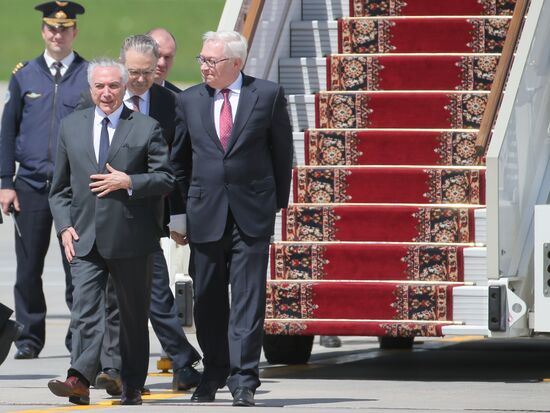 Brazilian President Michel Temer arrives in Moscow