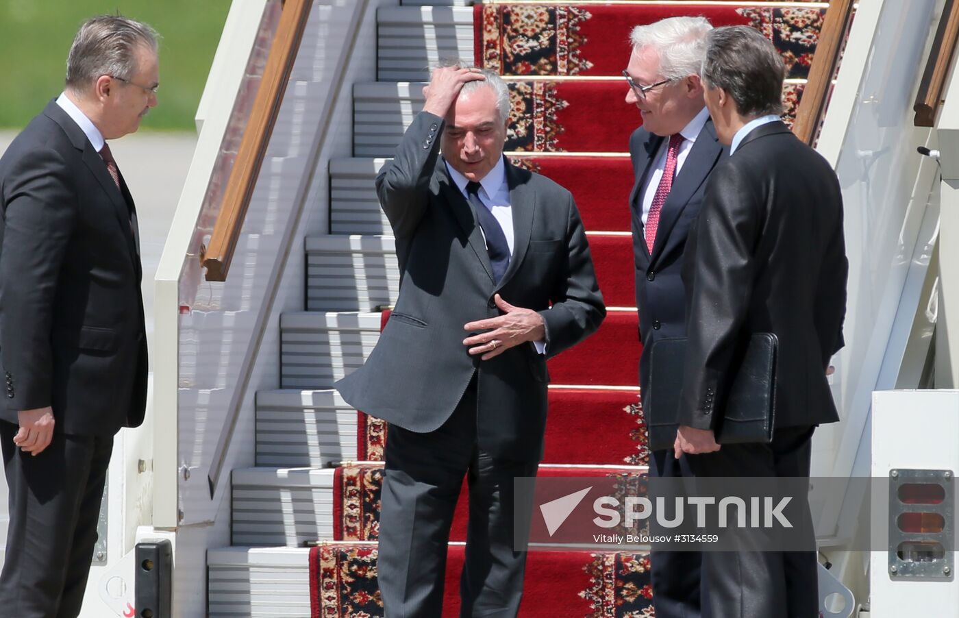 Brazilian President Michel Temer arrives in Moscow