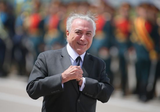 Brazilian President Michel Temer arrives in Moscow
