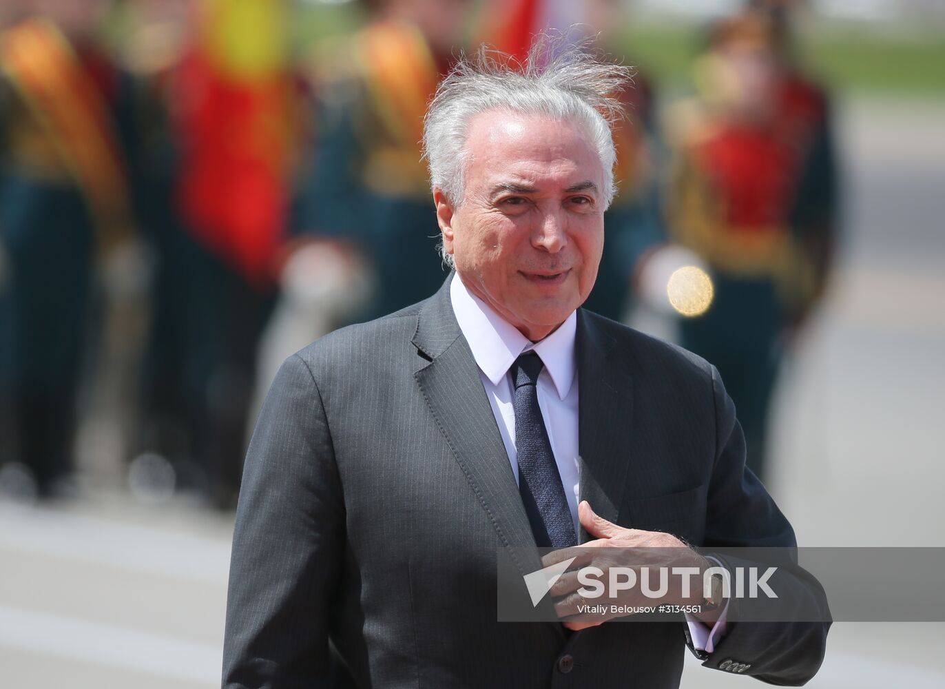 Brazilian President Michel Temer arrives in Moscow