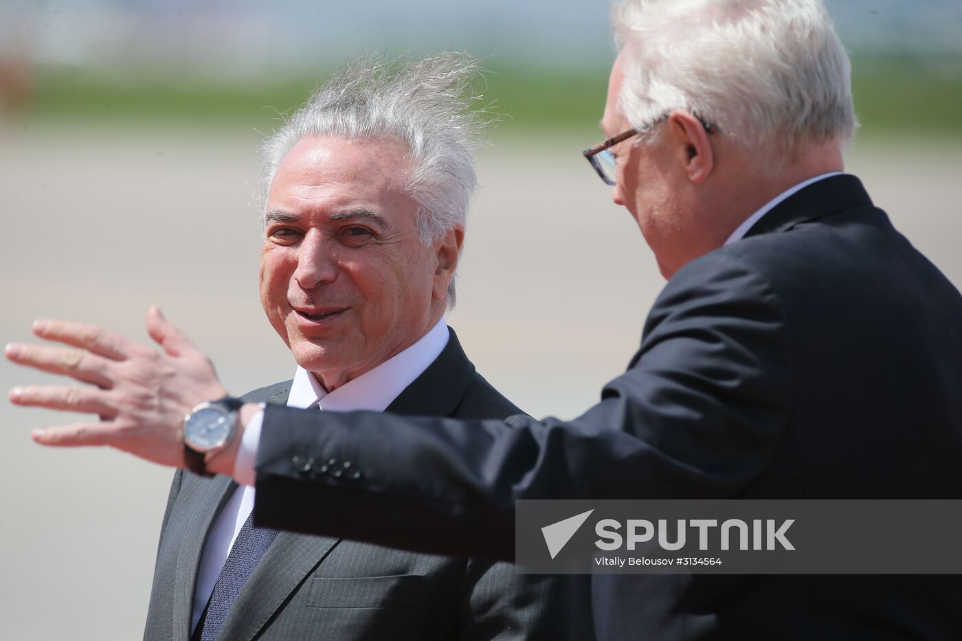 Brazilian President Michel Temer arrives in Moscow