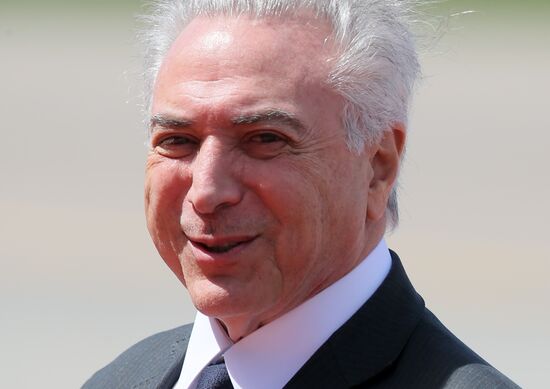 Brazilian President Michel Temer arrives in Moscow