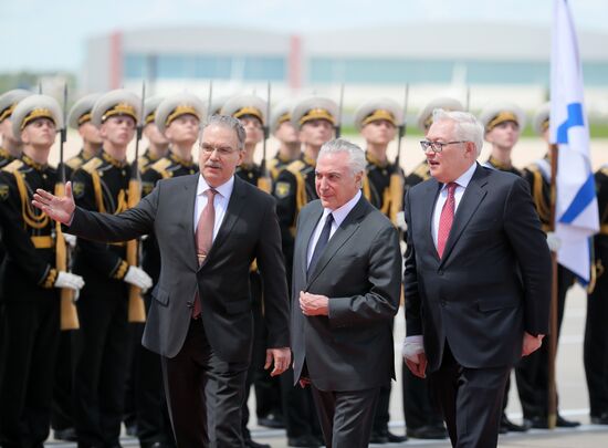 Brazilian President Michel Temer arrives in Moscow