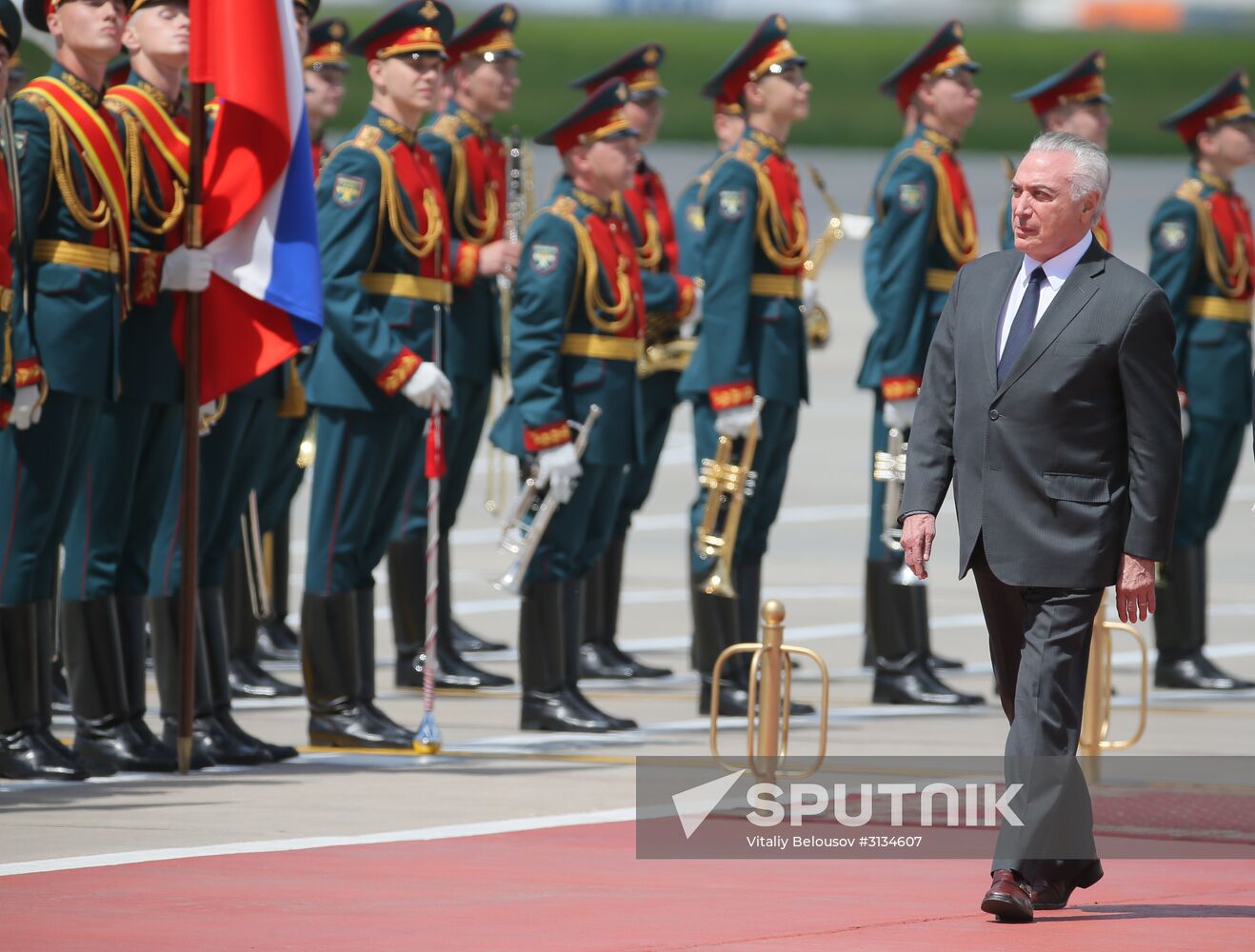 Brazilian President Michel Temer arrives in Moscow
