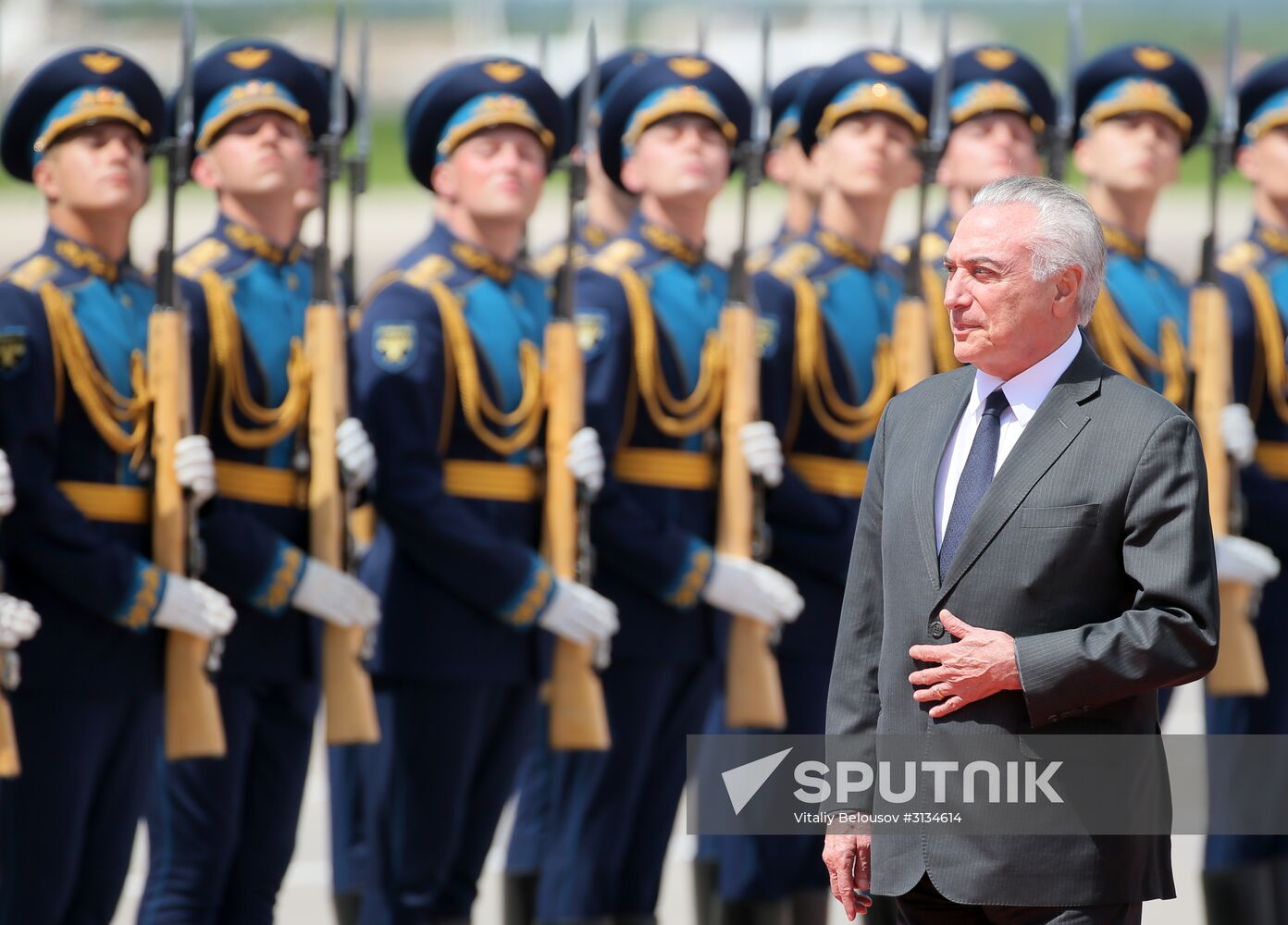 Brazilian President Michel Temer arrives in Moscow