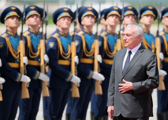 Brazilian President Michel Temer arrives in Moscow