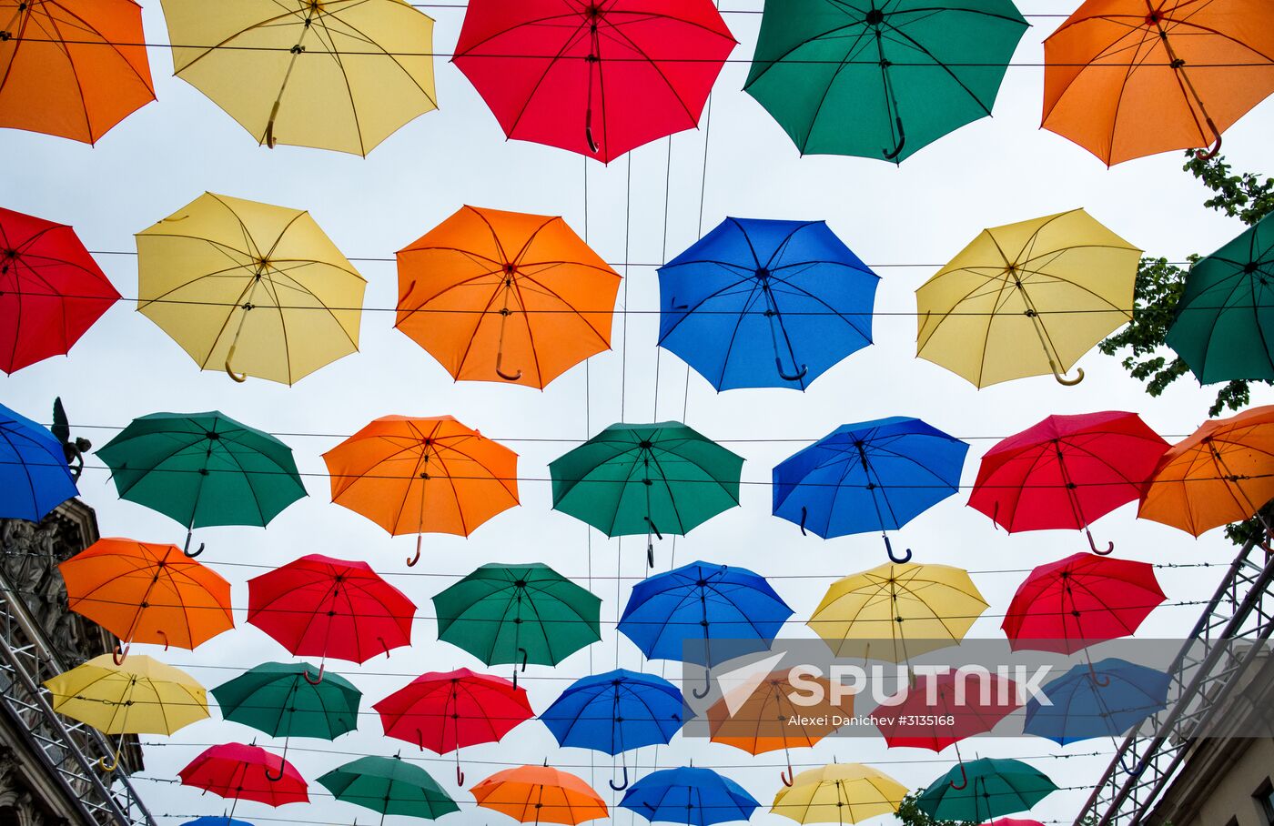 Floating Umbrellas alley in St. Petersburg