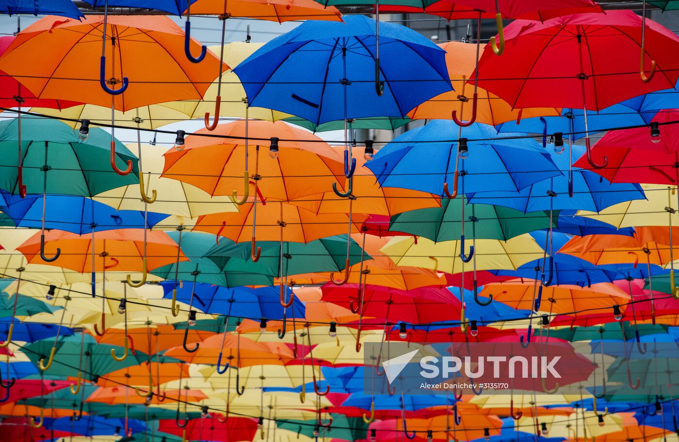 Floating Umbrellas alley in St. Petersburg