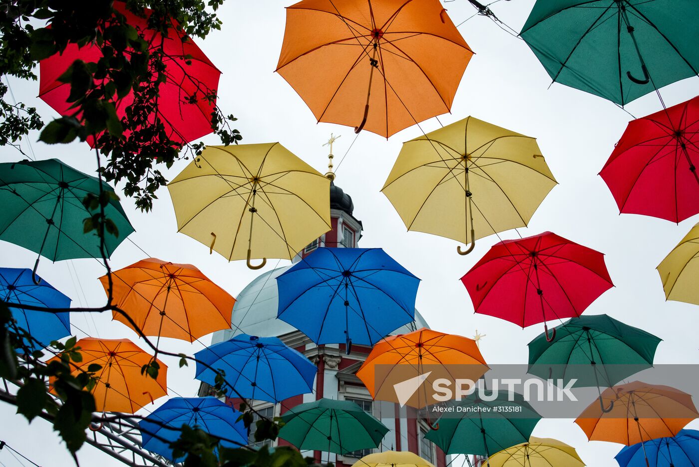 Floating Umbrellas alley in St. Petersburg