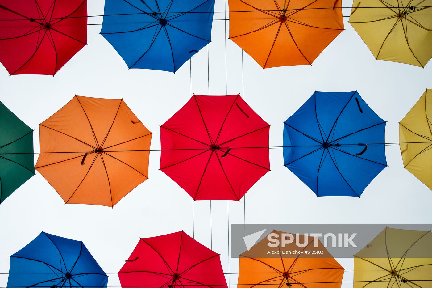 Floating Umbrellas alley in St. Petersburg
