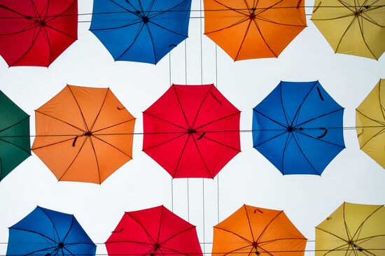Floating Umbrellas alley in St. Petersburg