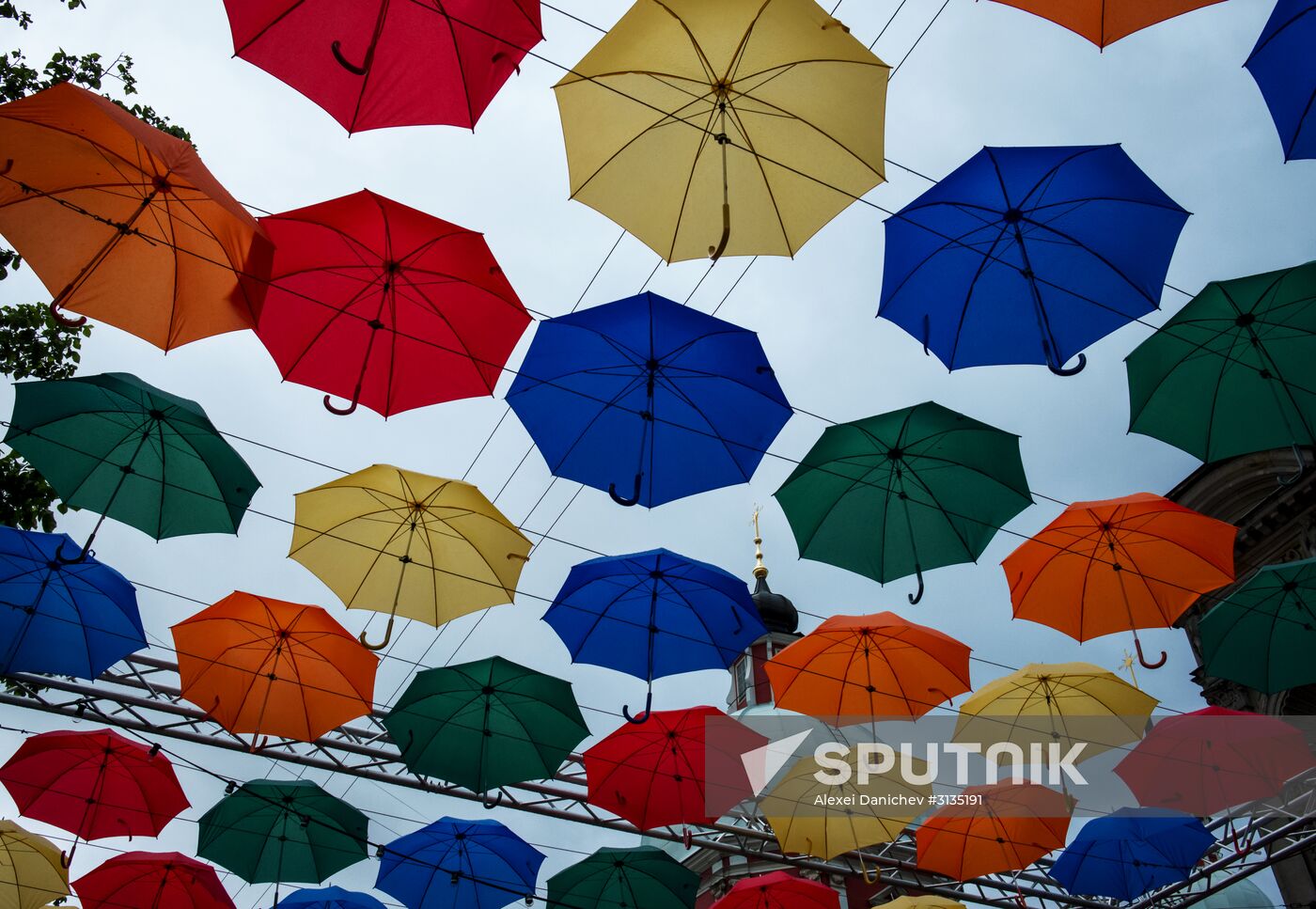 Floating Umbrellas alley in St. Petersburg