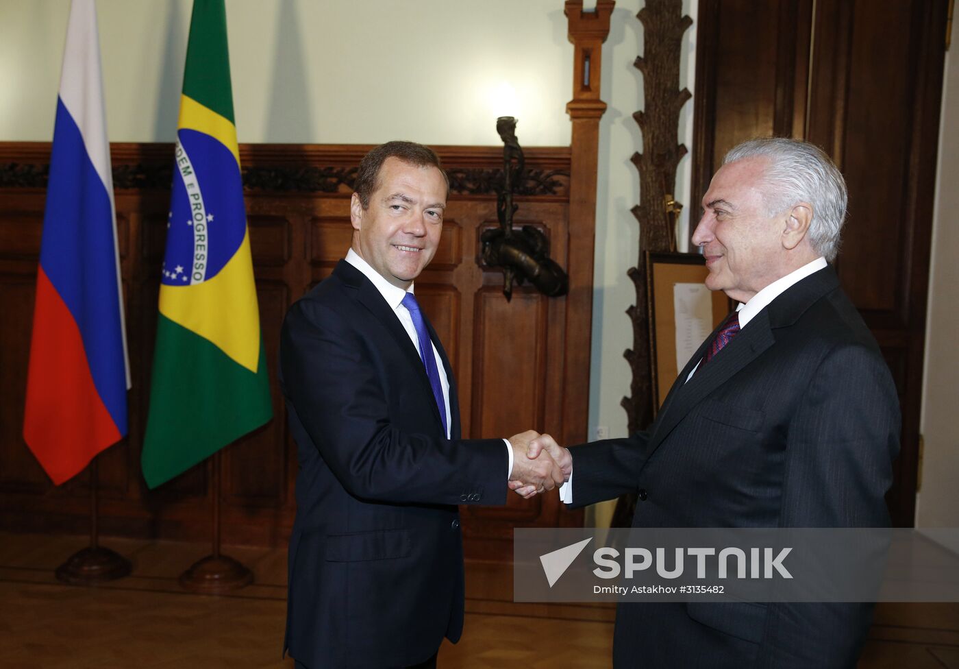 Prime Minister Dmitry Medvedev meets with Brazilian President Michel Temer