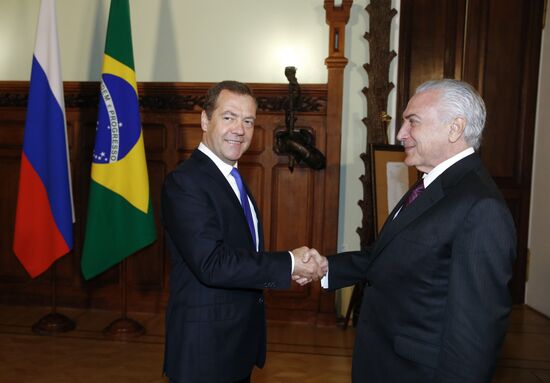 Prime Minister Dmitry Medvedev meets with Brazilian President Michel Temer