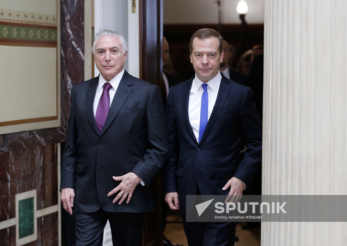 Prime Minister Dmitry Medvedev meets with Brazilian President Michel Temer