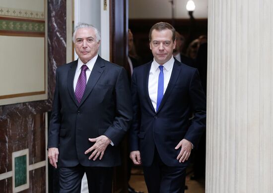 Prime Minister Dmitry Medvedev meets with Brazilian President Michel Temer