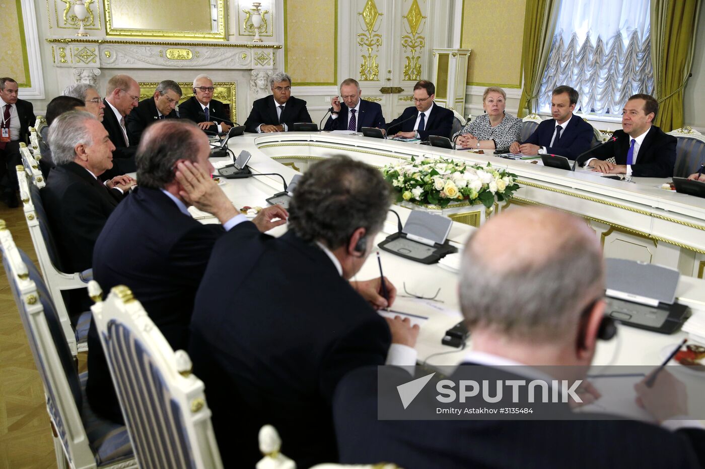 Prime Minister Dmitry Medvedev meets with Brazilian President Michel Temer