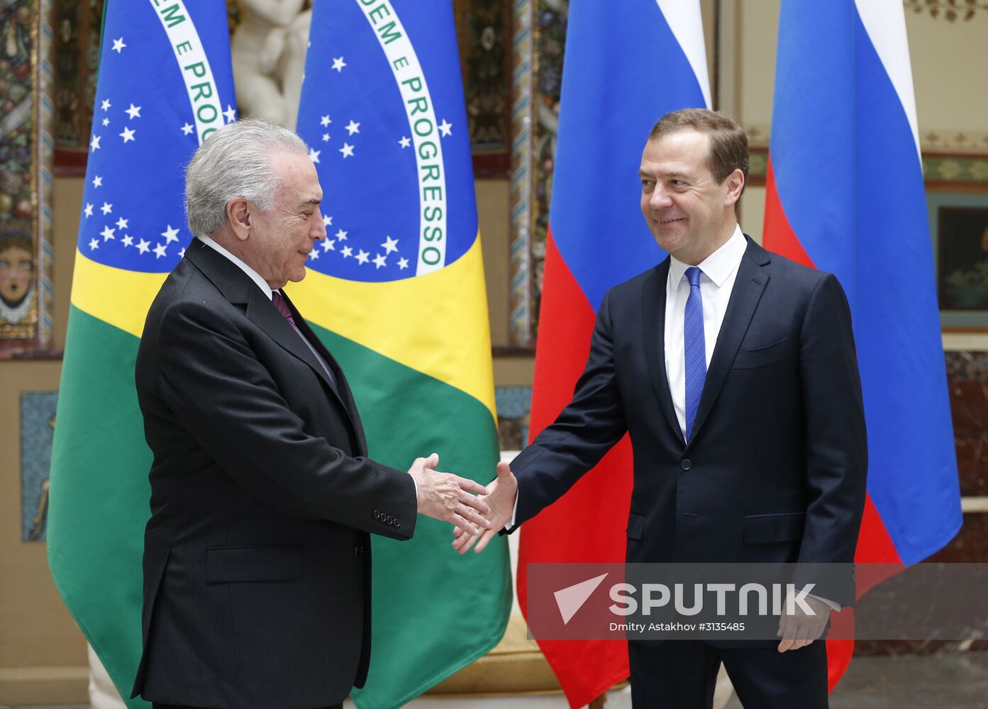 Prime Minister Dmitry Medvedev meets with Brazilian President Michel Temer