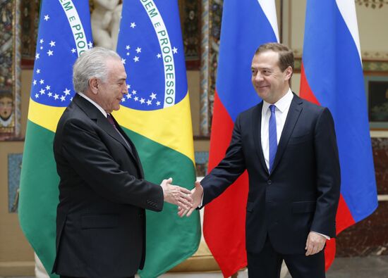 Prime Minister Dmitry Medvedev meets with Brazilian President Michel Temer