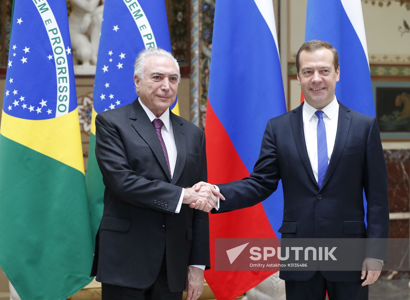 Prime Minister Dmitry Medvedev meets with Brazilian President Michel Temer