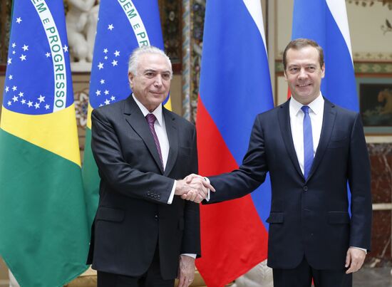 Prime Minister Dmitry Medvedev meets with Brazilian President Michel Temer